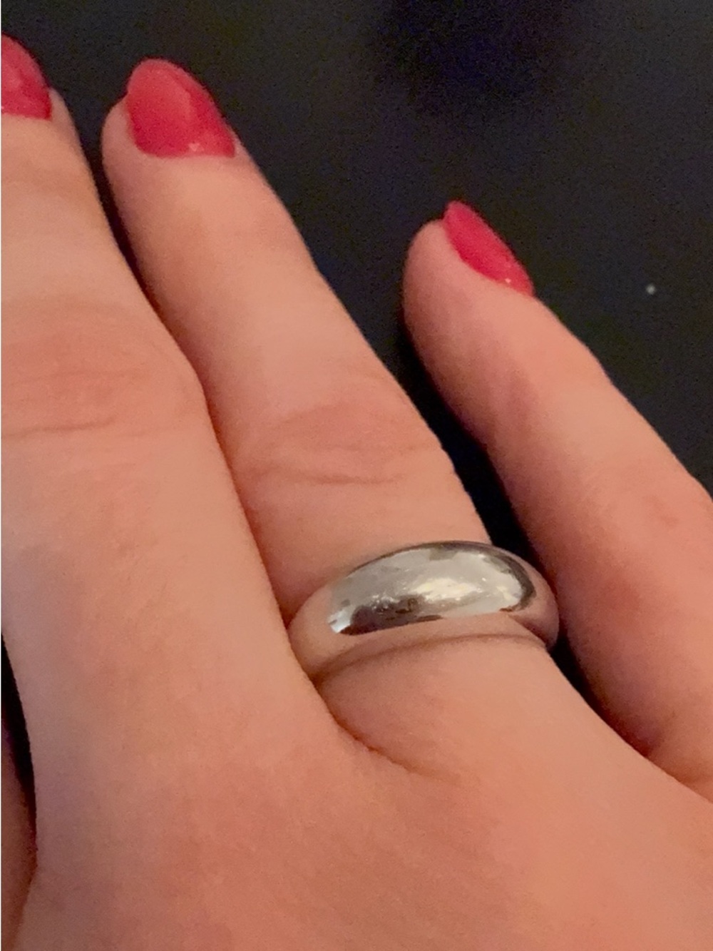 Mejuri White Gold Thin Dome Ring - Picture 5 of 5